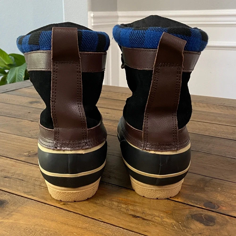 Western Chief Kids Thinsulate Snow Boots Blue Black Plaid Duck Boots Size 5